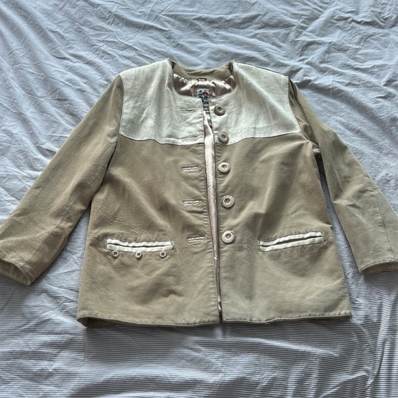 Trachten-mad’l Authentic Suede & Linen Jacket | Size L | Made in 🇩🇪 | Paid 500 - Picture 3 of 16